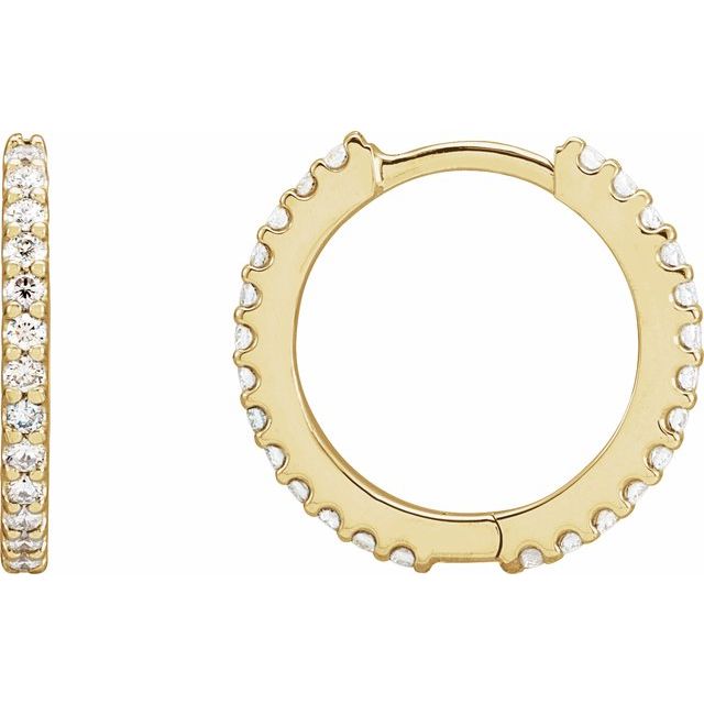 14K Gold Natural Diamond Hoop Earrings - Options Available