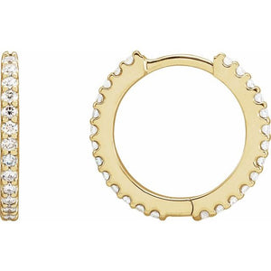 14K Gold Natural Diamond Hoop Earrings - Options Available