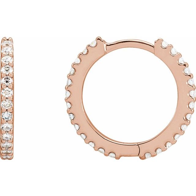 14K Gold Natural Diamond Hoop Earrings - Options Available