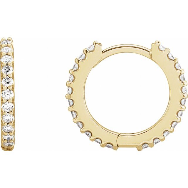 14K Gold Natural Diamond Hoop Earrings - Options Available