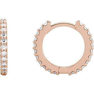 14K Gold Natural Diamond Hoop Earrings - Options Available