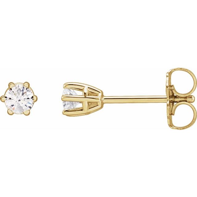 14K Gold Natural Diamond 6-Prong Wire Basket Earrings