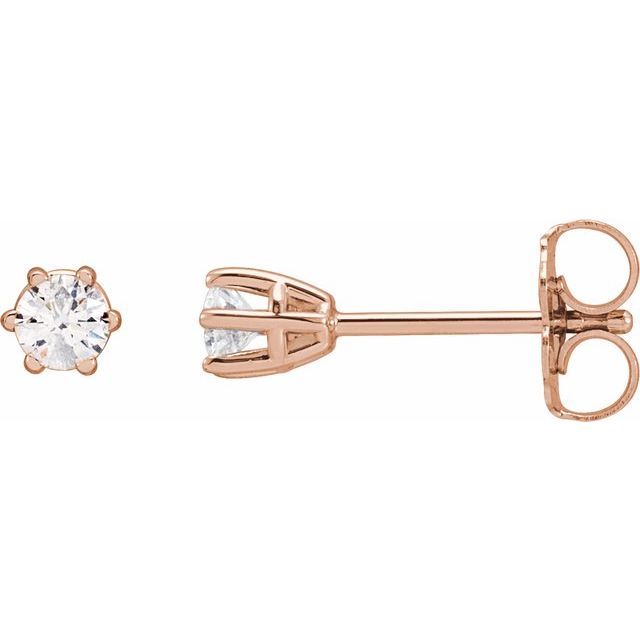 14K Gold Natural Diamond 6-Prong Wire Basket Earrings