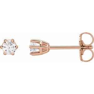 14K Gold Natural Diamond 6-Prong Wire Basket Earrings