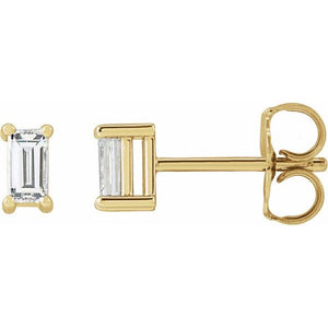 14K Gold Natural Diamond 4-Prong Basket Earrings