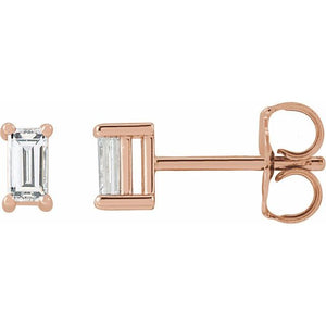 14K Gold Natural Diamond 4-Prong Basket Earrings