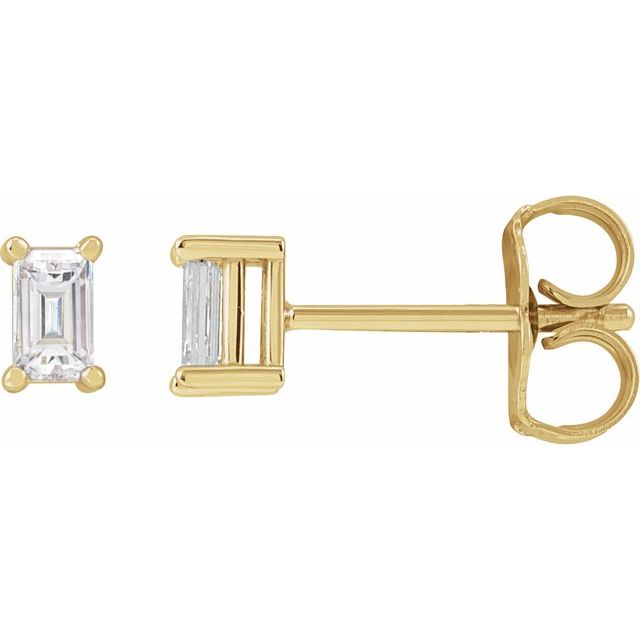 14K Gold Natural Diamond 4-Prong Basket Earrings