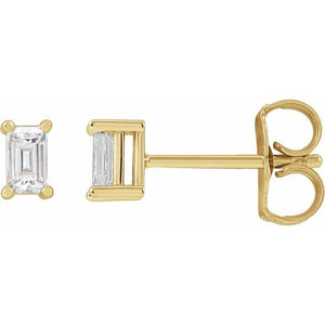 14K Gold Natural Diamond 4-Prong Basket Earrings