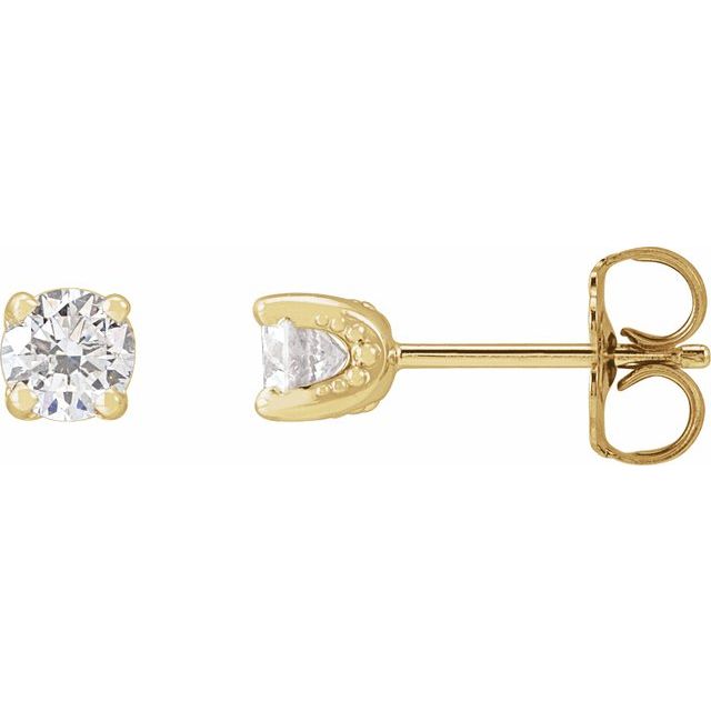 14K Gold Natural Diamond U-Prong Earrings - Options Available