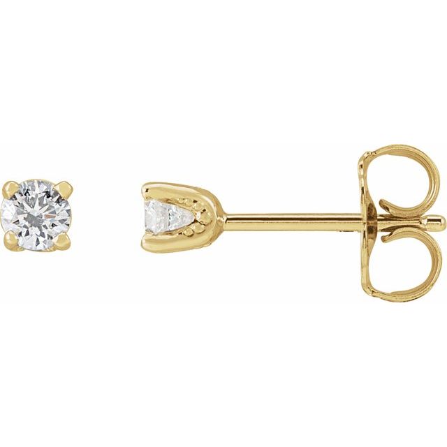 14K Gold Natural Diamond U-Prong Earrings - Options Available