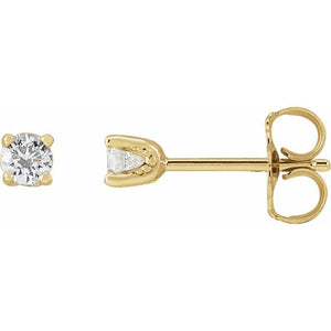 14K Gold Natural Diamond U-Prong Earrings - Options Available