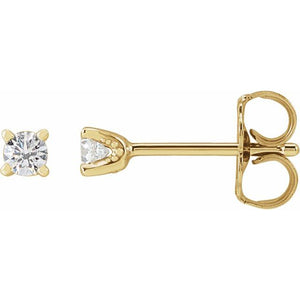 14K Gold Natural Diamond U-Prong Earrings - Options Available