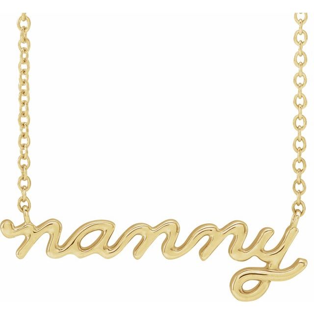 Lowercase Script Nanny Necklace in 14K Gold and Platinum
