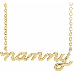 Lowercase Script Nanny Necklace in 14K Gold and Platinum