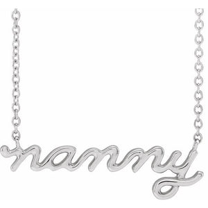 Lowercase Script Nanny Necklace in 14K Gold and Platinum