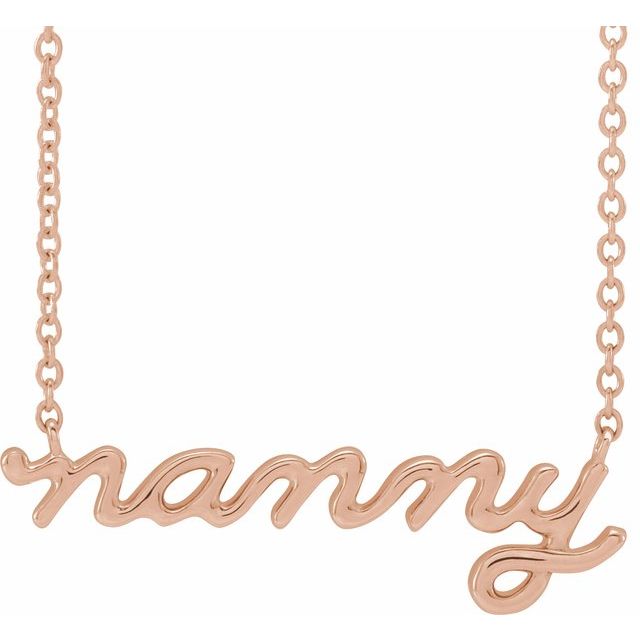 Lowercase Script Nanny Necklace in 14K Gold and Platinum