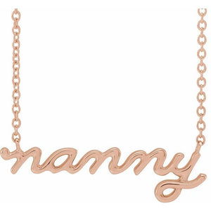 Lowercase Script Nanny Necklace in 14K Gold and Platinum