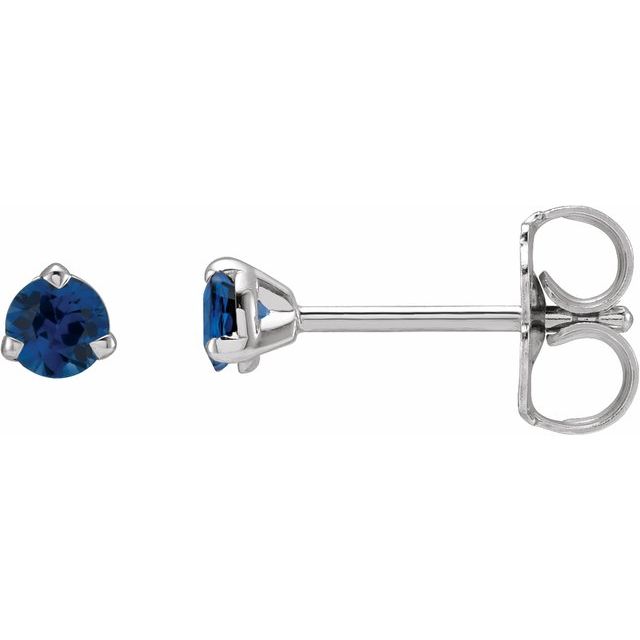 14K Gold Natural Blue Sapphire 3-Claw Prong Earring