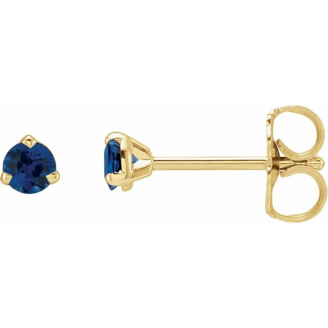 14K Gold Natural Blue Sapphire 3-Claw Prong Earring