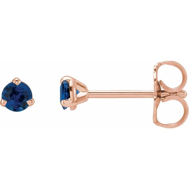 14K Gold Natural Blue Sapphire 3-Claw Prong Earring