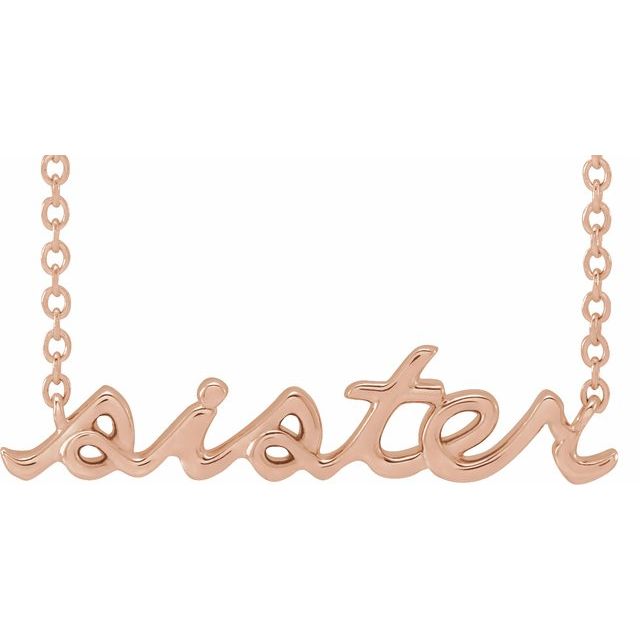 Lowercase Script Sister Necklace in 14K Gold and Platinum