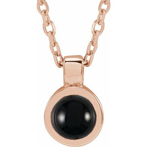 14K Rose Gold Bezel-Set Necklace with Natural White Opal - Adjustable 16-18