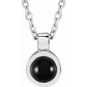 14K Rose Gold Bezel-Set Necklace with Natural White Opal - Adjustable 16-18