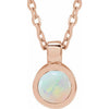 14K Rose Gold Bezel-Set Necklace with Natural White Opal - Adjustable 16-18