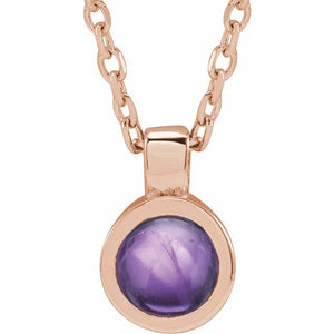 14K Rose Gold Bezel-Set Necklace with Natural White Opal - Adjustable 16-18