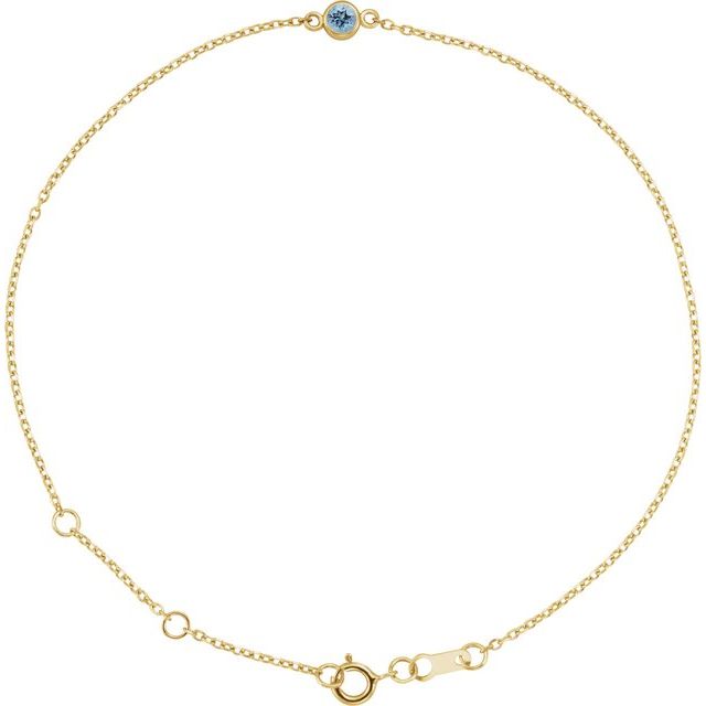 14K Yellow Gold, 3 mm Natural Blue Sapphire Bezel-Set Bracelet