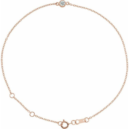 1/10 CTW Natural Diamond Bezel-Set Solitaire Bracelet in 14K Gold & Platinum