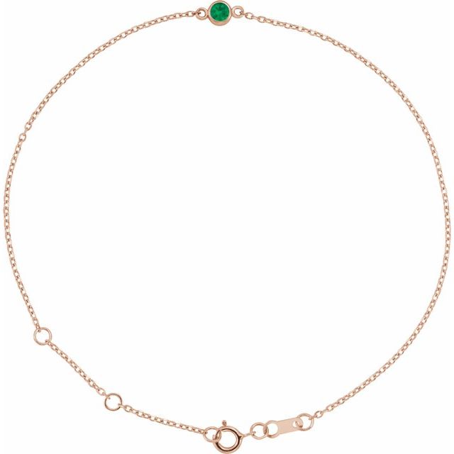 Lab-Grown Emerald & More Bezel-Set Solitaire Bracelets in 14K Gold, Silver & Platinum