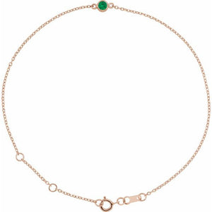 Lab-Grown Emerald & More Bezel-Set Solitaire Bracelets in 14K Gold, Silver & Platinum