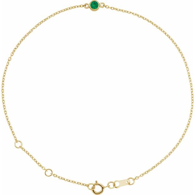 Lab-Grown Emerald & More Bezel-Set Solitaire Bracelets in 14K Gold, Silver & Platinum
