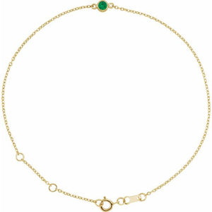 Lab-Grown Emerald & More Bezel-Set Solitaire Bracelets in 14K Gold, Silver & Platinum