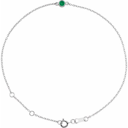 Lab-Grown Emerald & More Bezel-Set Solitaire Bracelets in 14K Gold, Silver & Platinum