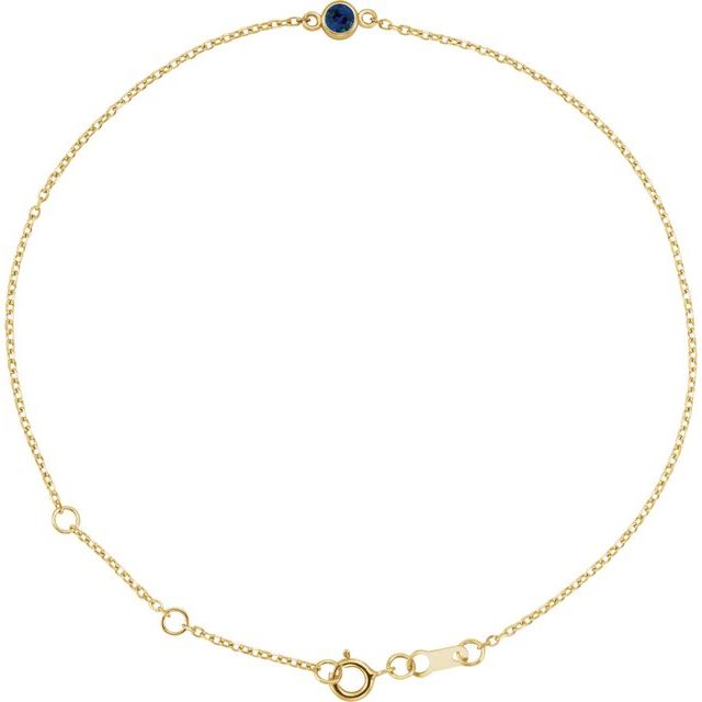 14K Yellow Gold, 3 mm Natural Blue Sapphire Bezel-Set Bracelet