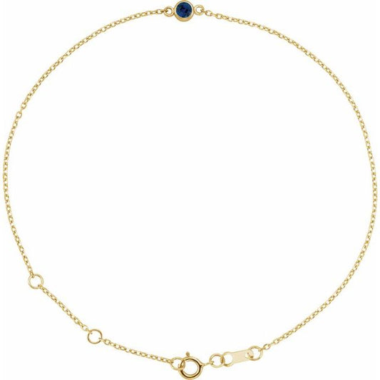 Natural Blue Sapphire Solitaire Bracelet Set in 14K Gold, Sterling Silver & Platinum