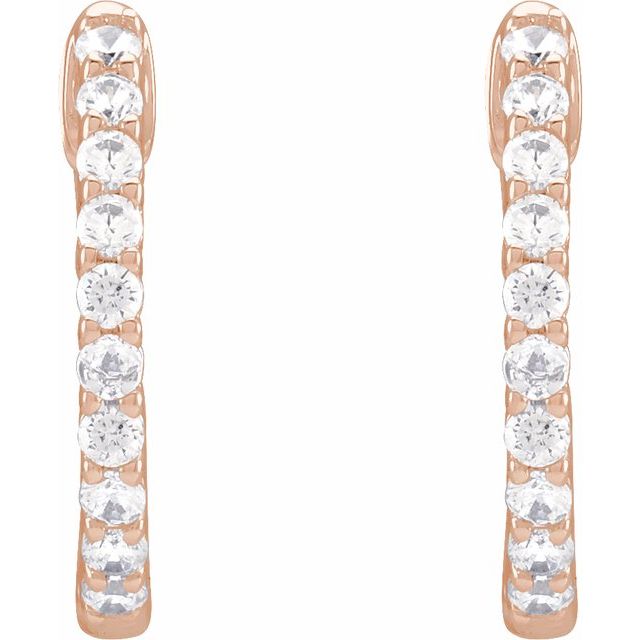 14K Gold 1/2 CTW Natural Diamond 19.3 mm Hinged Hoop Earring