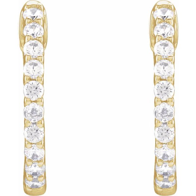 14K Gold 1/2 CTW Natural Diamond 19.3 mm Hinged Hoop Earring