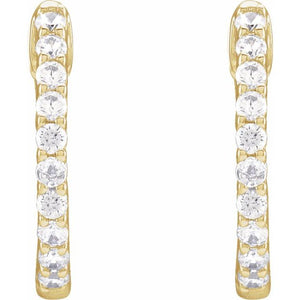 14K Gold 1/2 CTW Natural Diamond 19.3 mm Hinged Hoop Earring