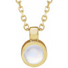 14K Rose Gold Bezel-Set Necklace with Natural White Opal - Adjustable 16-18