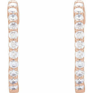 14K Gold 1/2 CTW Natural Diamond 19.3 mm Hinged Hoop Earring