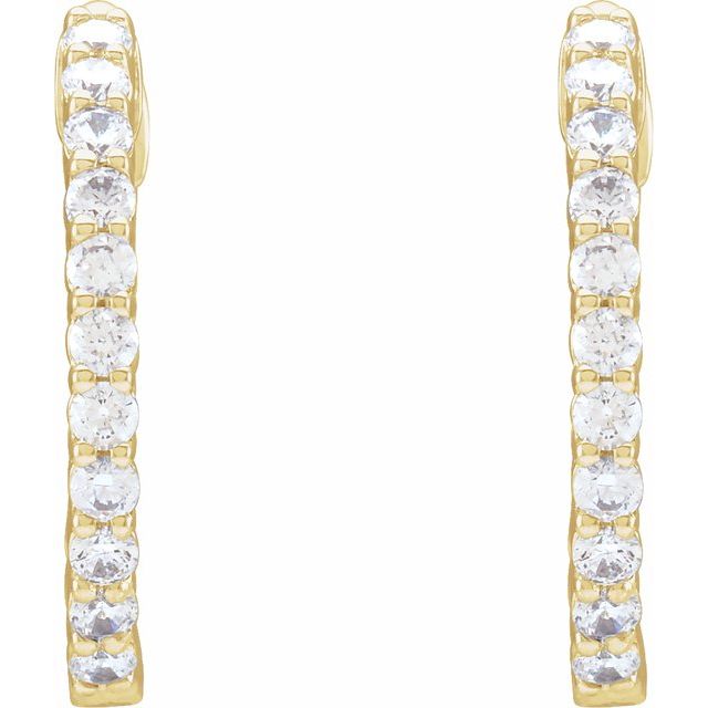 14K Gold 1/2 CTW Natural Diamond 19.3 mm Hinged Hoop Earring