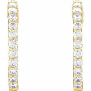 14K Gold 1/2 CTW Natural Diamond 19.3 mm Hinged Hoop Earring