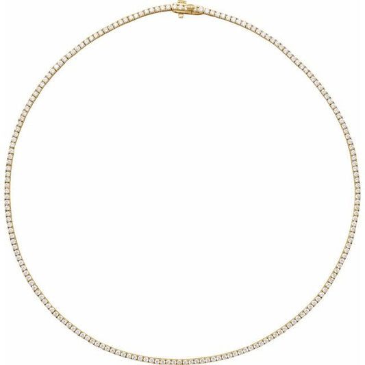 14K Gold Natural Diamond Line Necklace - Options Available