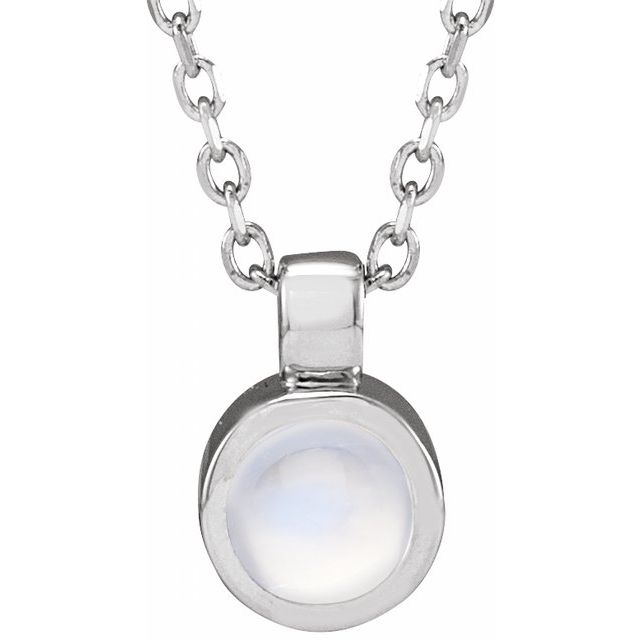 14K Rose Gold Bezel-Set Necklace with Natural White Opal - Adjustable 16-18" Length