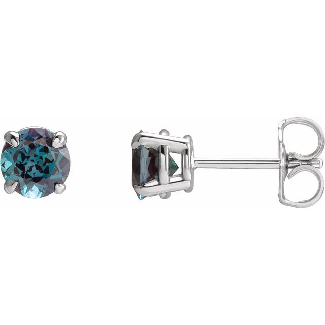 Lab-Grown Alexandrite 4-Claw Prong Basket Earrings