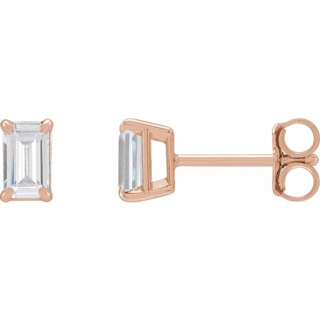 14K Gold Claw Prong Lab-Grown Diamond Emerald Earrings