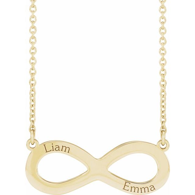 14K Gold Engravable Infinity Family Necklace